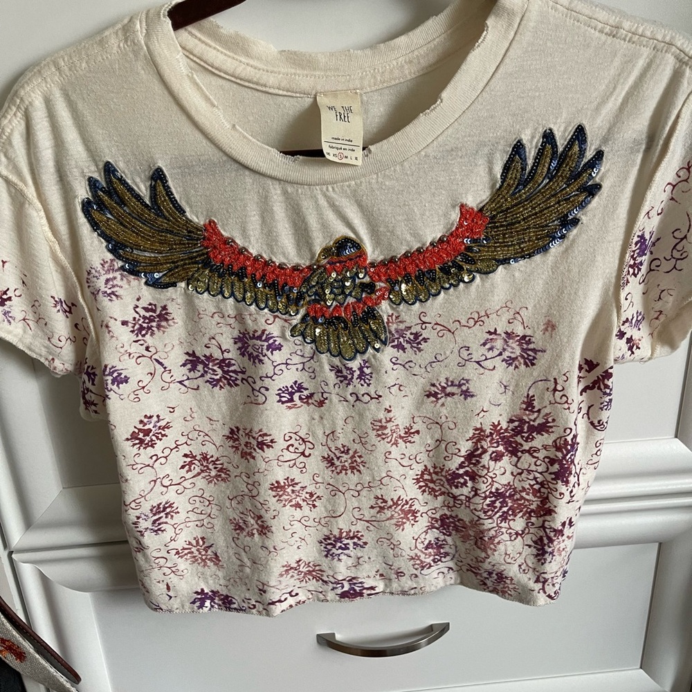 Free People - cropped sequin t-shirt